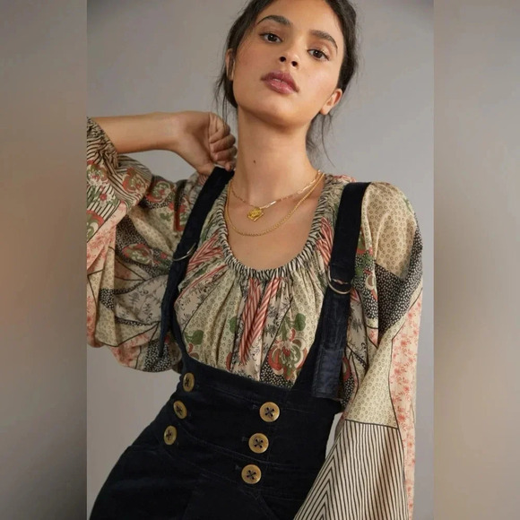 Anthropologie Corduroy Buttoned Pinafore Jumpsuit - Picture 2 of 7